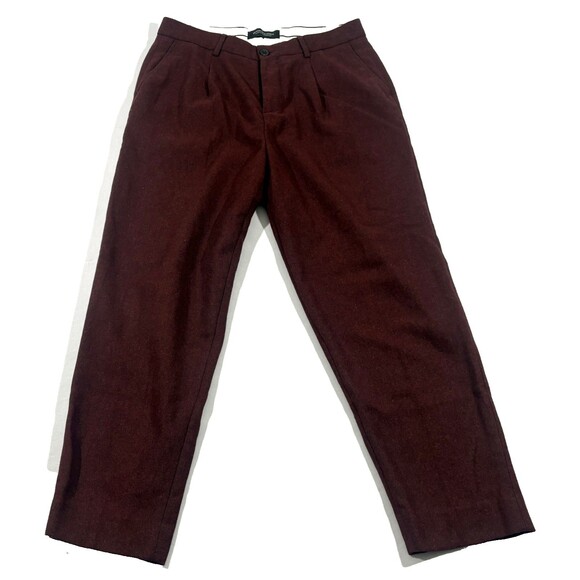 Scotch & Soda Other - Scotch & Soda Pants Mens Maroon Wool Blend Dress Trousers Loose Taper Fit Sz 30